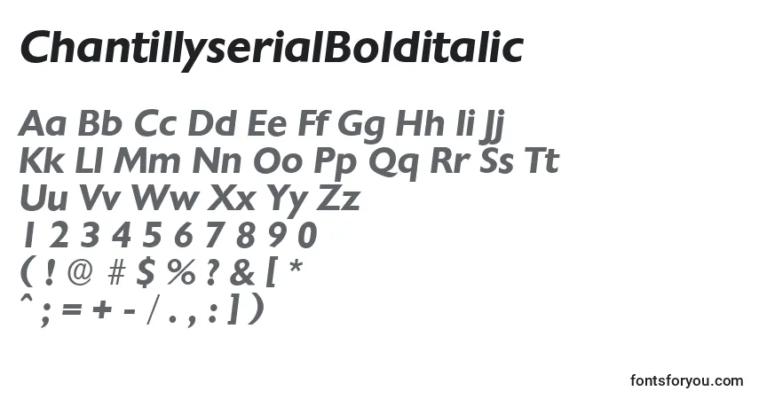 Schriftart ChantillyserialBolditalic – Alphabet, Zahlen, spezielle Symbole