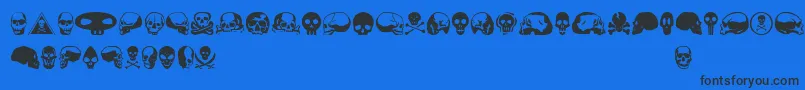 Skullbeaaoe-Schriftart – Schwarze Schriften auf blauem Hintergrund