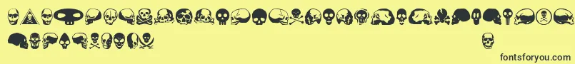 Fonte Skullbeaaoe – fontes pretas em um fundo amarelo