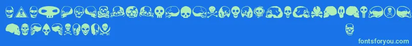 Skullbeaaoe Font – Green Fonts on Blue Background