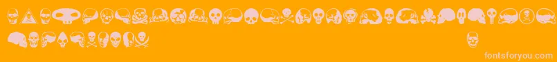 Więcej informacji o czcionce Skullbeaaoe Czcionka Skullbeaaoe – różowe czcionki na pomarańczowym tle