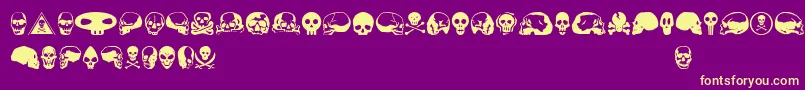 Fonte Skullbeaaoe – fontes amarelas em um fundo roxo