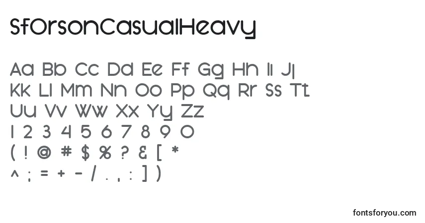 A fonte SfOrsonCasualHeavy – alfabeto, números, caracteres especiais