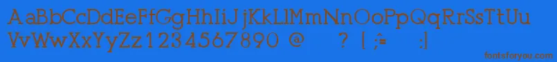 PresseUnregistered-Schriftart – Braune Schriften auf blauem Hintergrund