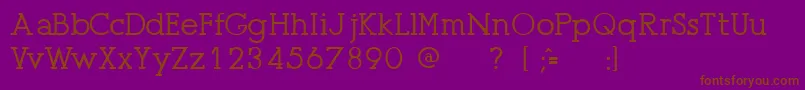 PresseUnregistered-Schriftart – Braune Schriften auf violettem Hintergrund