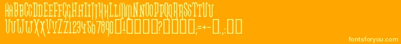 Fonte TwoGunJohann – fontes amarelas em um fundo laranja