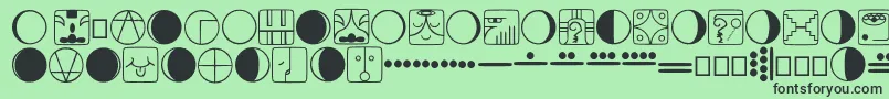 フォントTzolkin – 緑の背景に黒い文字