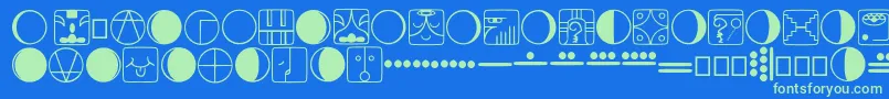 Tzolkin-Schriftart – Grüne Schriften auf blauem Hintergrund
