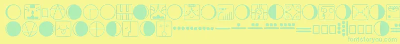 Fonte Tzolkin – fontes verdes em um fundo amarelo