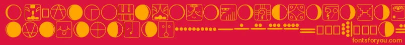 フォントTzolkin – 赤い背景にオレンジの文字