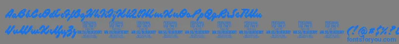 BlueberryscriptPersonalUse-Schriftart – Blaue Schriften auf grauem Hintergrund