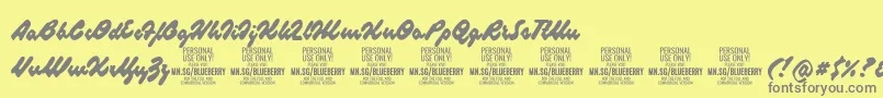 BlueberryscriptPersonalUse Font – Gray Fonts on Yellow Background