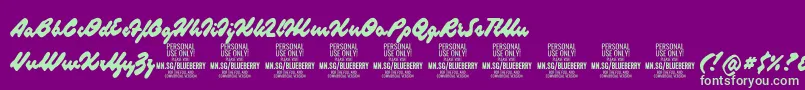 BlueberryscriptPersonalUse Font – Green Fonts on Purple Background