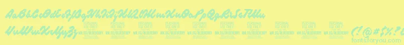 BlueberryscriptPersonalUse Font – Green Fonts on Yellow Background