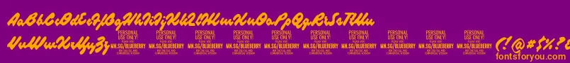 BlueberryscriptPersonalUse Font – Orange Fonts on Purple Background