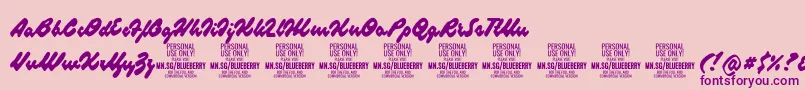 BlueberryscriptPersonalUse-Schriftart – Violette Schriften auf rosa Hintergrund