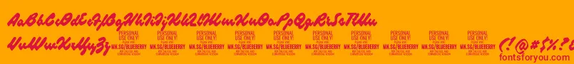 BlueberryscriptPersonalUse Font – Red Fonts on Orange Background