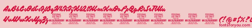 BlueberryscriptPersonalUse Font – Red Fonts on Pink Background