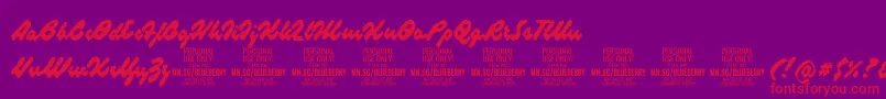 BlueberryscriptPersonalUse Font – Red Fonts on Purple Background