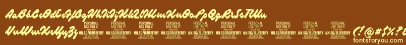 BlueberryscriptPersonalUse Font – Yellow Fonts on Brown Background