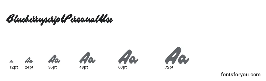 BlueberryscriptPersonalUse Font Sizes