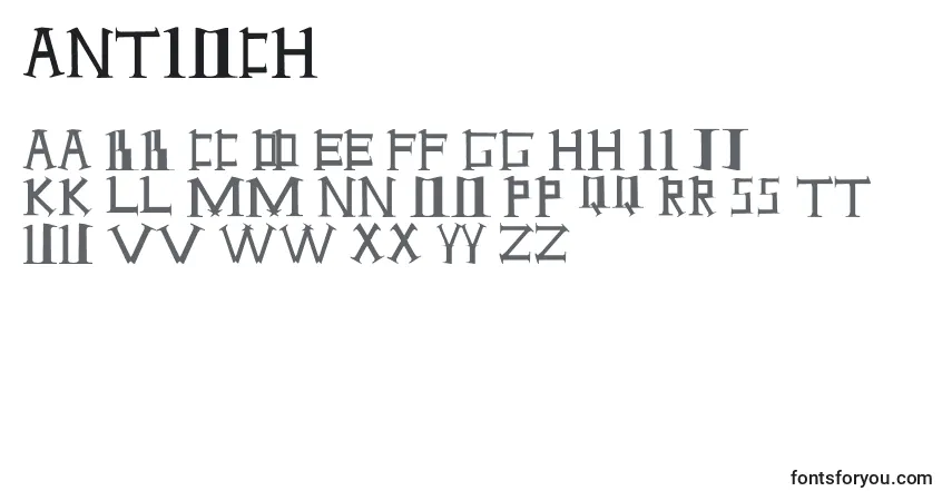 Czcionka Antioch – alfabet, cyfry, specjalne znaki