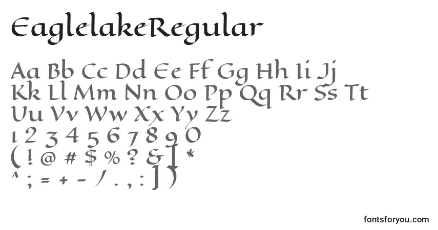 Schriftart EaglelakeRegular – Alphabet, Zahlen, spezielle Symbole
