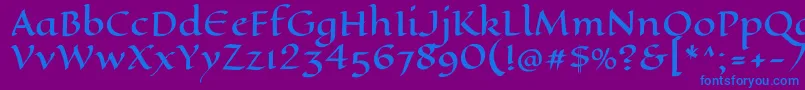 フォントEaglelakeRegular – 紫色の背景に青い文字