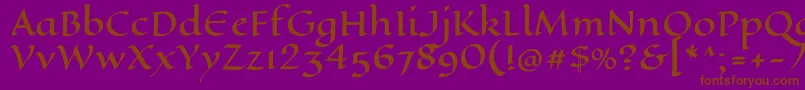 EaglelakeRegular-Schriftart – Braune Schriften auf violettem Hintergrund