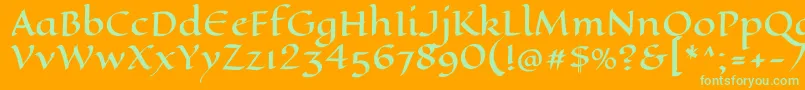 EaglelakeRegular-Schriftart – Grüne Schriften auf orangefarbenem Hintergrund