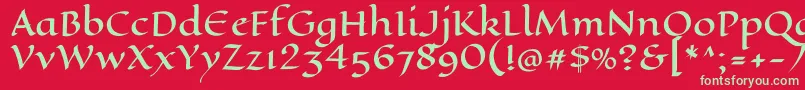 フォントEaglelakeRegular – 赤い背景に緑の文字