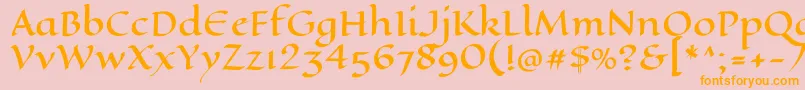 フォントEaglelakeRegular – オレンジの文字がピンクの背景にあります。