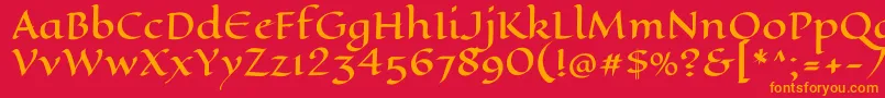 フォントEaglelakeRegular – 赤い背景にオレンジの文字