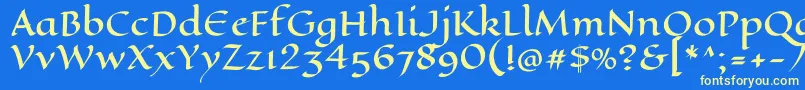 フォントEaglelakeRegular – 黄色の文字、青い背景