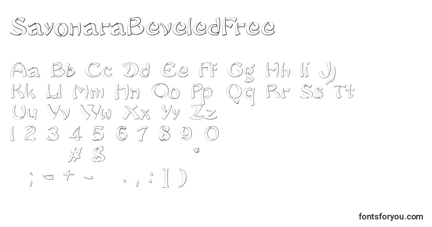 Czcionka SayonaraBeveledFree (116422) – alfabet, cyfry, specjalne znaki
