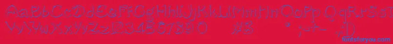 SayonaraBeveledFree-Schriftart – Blaue Schriften auf rotem Hintergrund