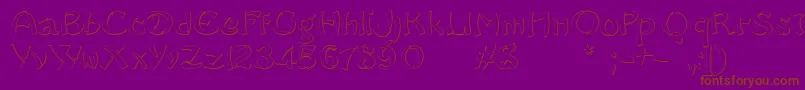 フォントSayonaraBeveledFree – 紫色の背景に茶色のフォント