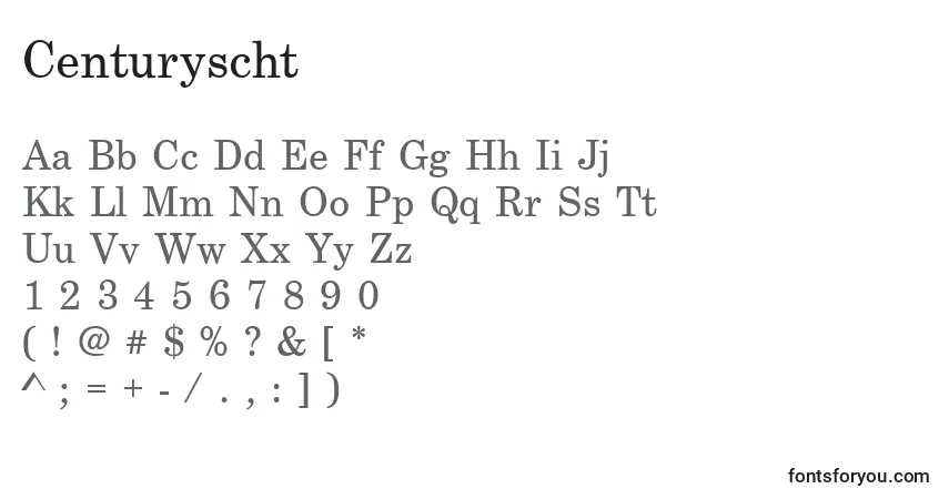 Czcionka Centuryscht – alfabet, cyfry, specjalne znaki