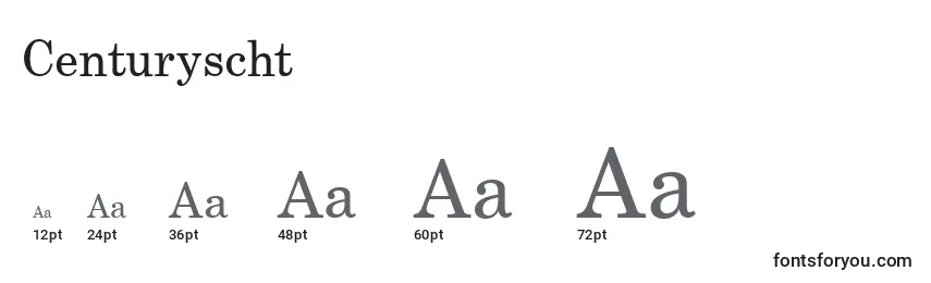 Centuryscht Font Sizes
