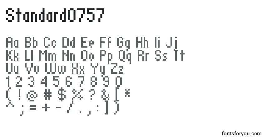 Czcionka Standard0757 – alfabet, cyfry, specjalne znaki