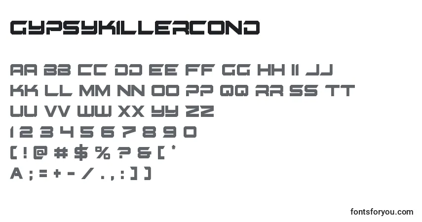 Шрифт Gypsykillercond – алфавит, цифры, специальные символы