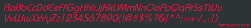 Czcionka BrookhouseItalic – czerwone czcionki na czarnym tle