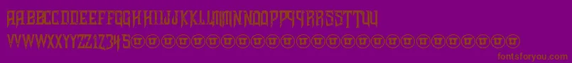 Saiba mais sobre a fonte ShadowsOfSecurity Fonte ShadowsOfSecurity – fontes marrons em um fundo roxo