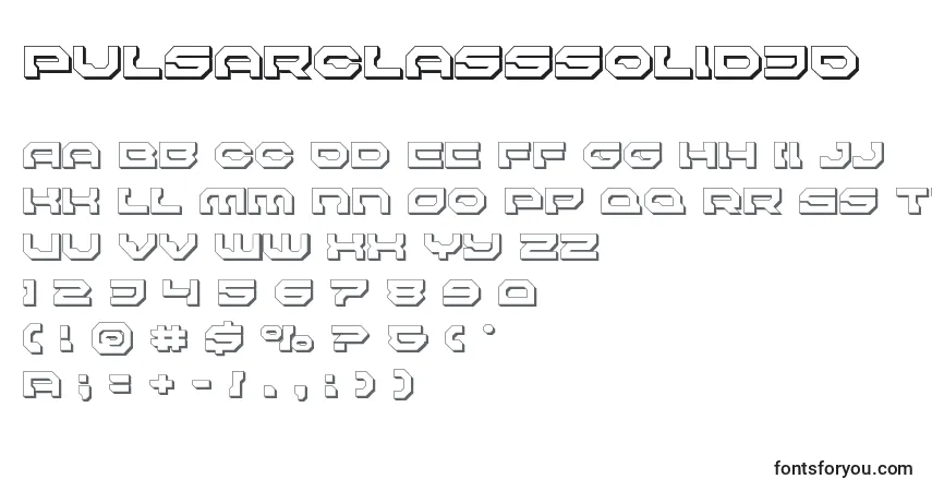 Schriftart Pulsarclasssolid3D – Alphabet, Zahlen, spezielle Symbole