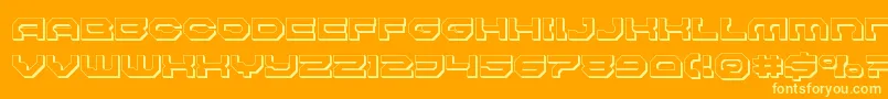 Weitere Informationen zur Pulsarclasssolid3D-Schriftart Pulsarclasssolid3D-Schriftart – Gelbe Schriften auf orangefarbenem Hintergrund