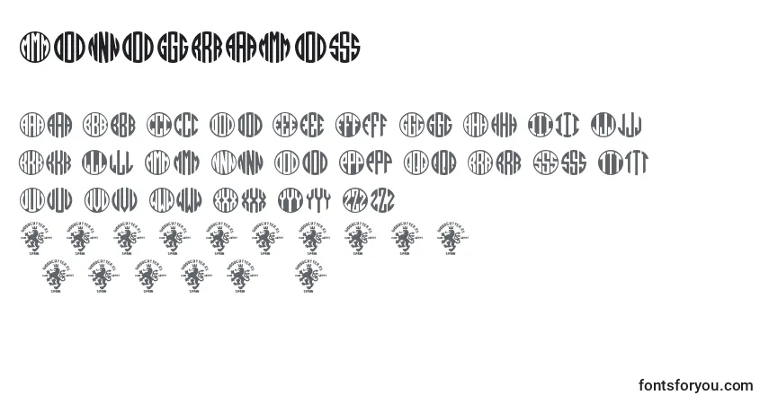 Schriftart Monogramos – Alphabet, Zahlen, spezielle Symbole