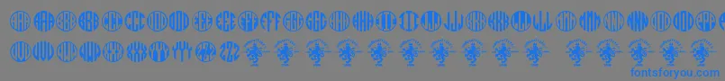 フォントMonogramos – 灰色の背景に青い文字