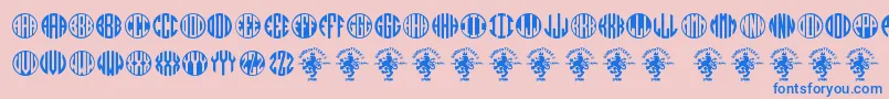 Monogramos Font – Blue Fonts on Pink Background