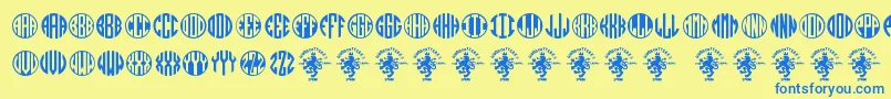 Monogramos Font – Blue Fonts on Yellow Background