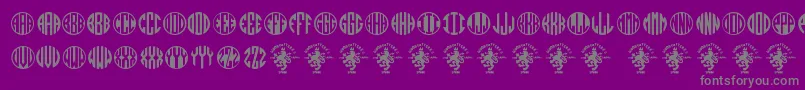 Monogramos-Schriftart – Graue Schriften auf violettem Hintergrund